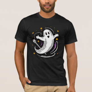 T-shirt Joli Fantôme Dansant Balai Magique Étoiles Hallowe