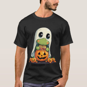 T-shirt Joli fantôme de tortue d'Halloween avec des bonbon