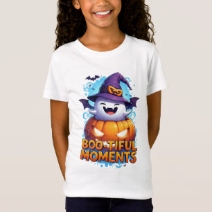 T-Shirt Joli Fantôme d'Halloween avec Chauves-Souris Volan