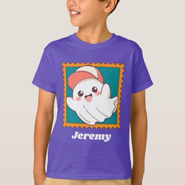 T-shirt Joli fantôme d'Halloween Casquette de baseball Enf (Devant)