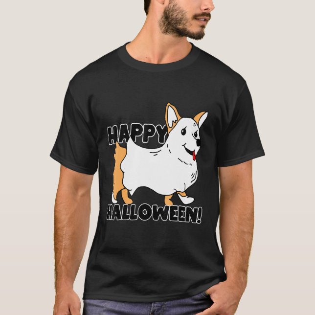 T-shirt Joli fantôme d'Halloween Corgi (Devant)