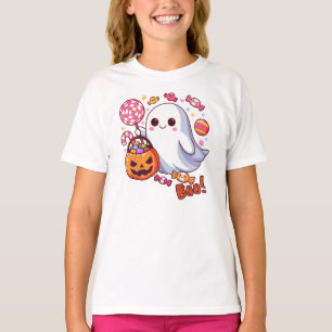 T-shirt Joli fantôme d'Halloween effrayant, citrouilles et