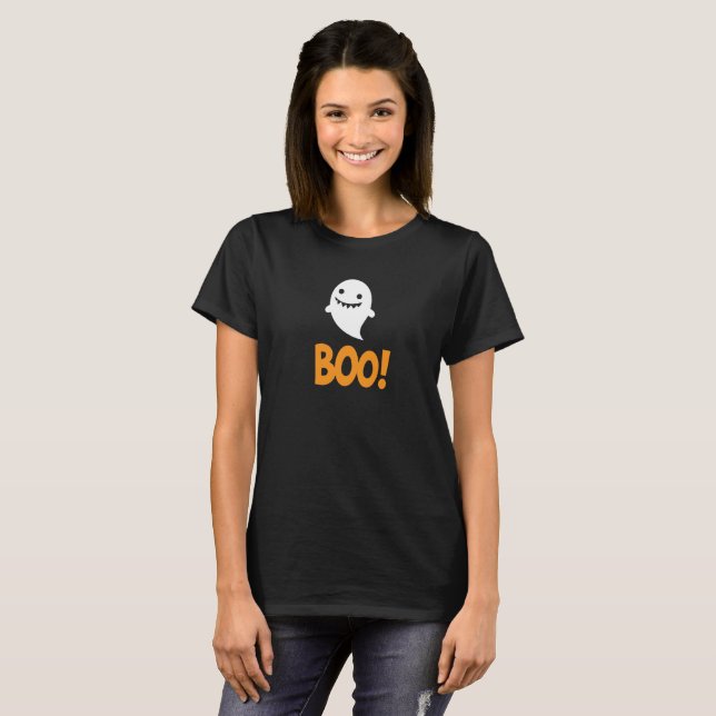 T-shirt Joli Fantôme D'Halloween Qui Dit Boo ! (Devant entier)
