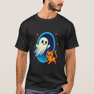 T-shirt Joli fantôme et chat au portail