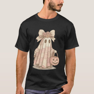 T-shirt Joli Fantôme Pastel avec un Nœud Coquette Citrouil