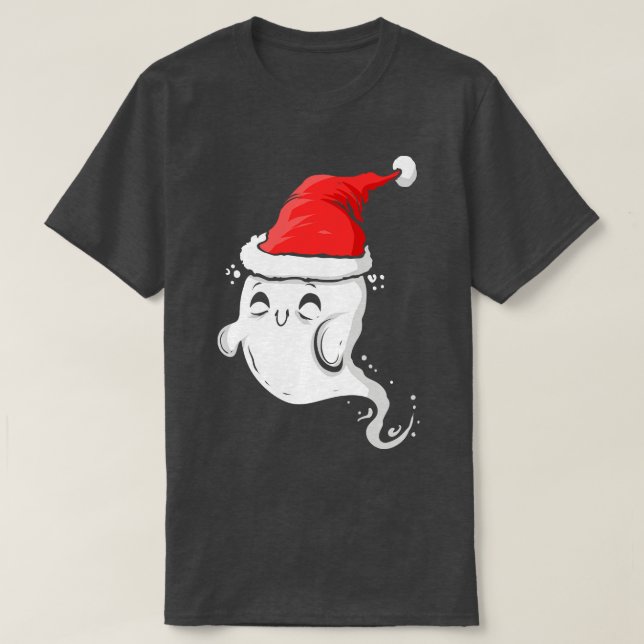 T-shirt Joli fantôme portant le chapeau du Père Noël Hallo (Design devant)