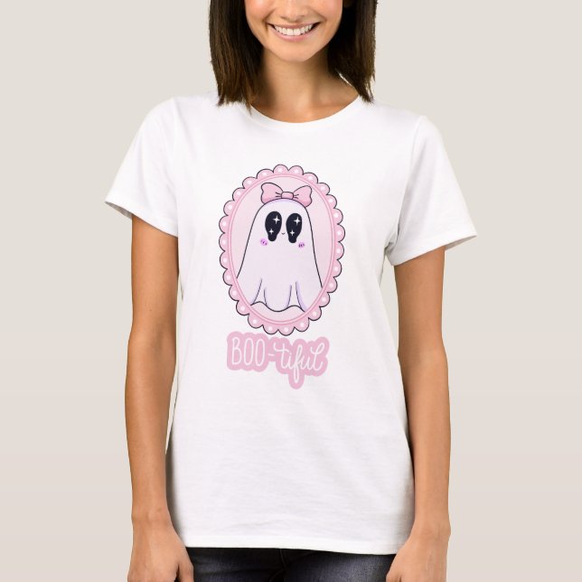 T-shirt Joli Fantôme Rose ÉpoUVantable Mignon (Devant)