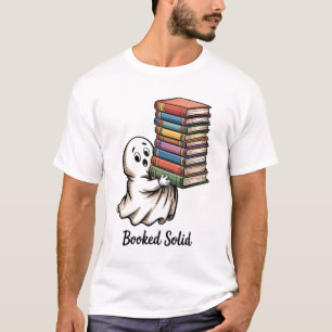 T-shirt Joli fantôme tenant une grande pile de livres