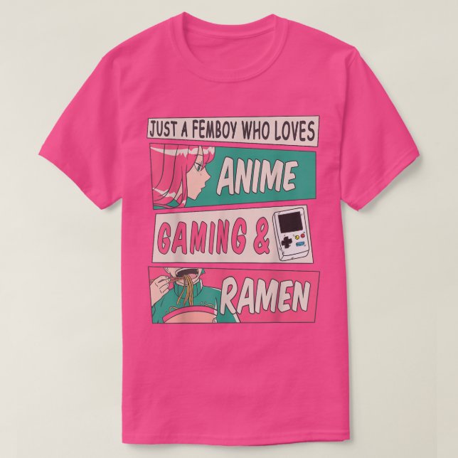 T-shirt Joli Femboy Anime Jeu & Ramen Design Sissy Man (Design devant)