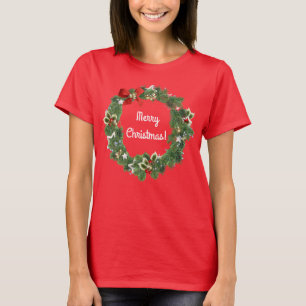 T-shirt Joli Festif Noël Vacances Wreath Art