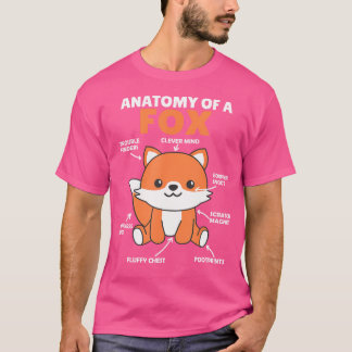 T-shirt Joli Fox Explication Anatomie D'Un Renard