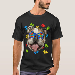 T-shirt Joli Français Bulldog Autism Puzzle Lunettes de so