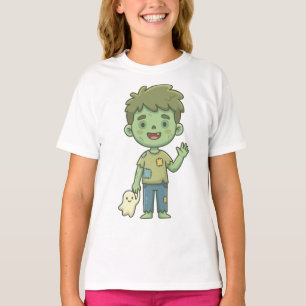 T-shirt Joli garçon zombie faisant signe avec un fantôme a