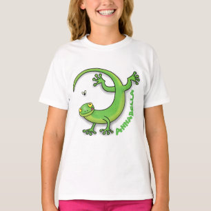 T-shirt Joli gecko vert salutations avec dessin animé