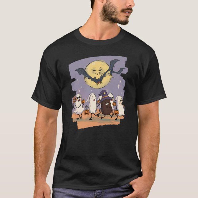 T-shirt Joli Ghost Kids Trick ou Treat Sous Lune Éffrayant (Devant)