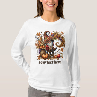 T-shirt Joli gnome saisonnier d'automne ajouter du texte