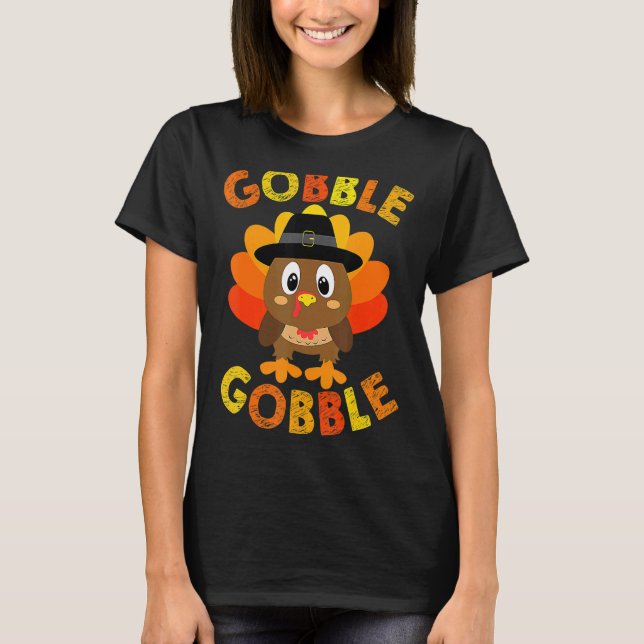 T-shirt Joli Gobble Gobble Turquie Pèlerin petits garçons  (Devant)