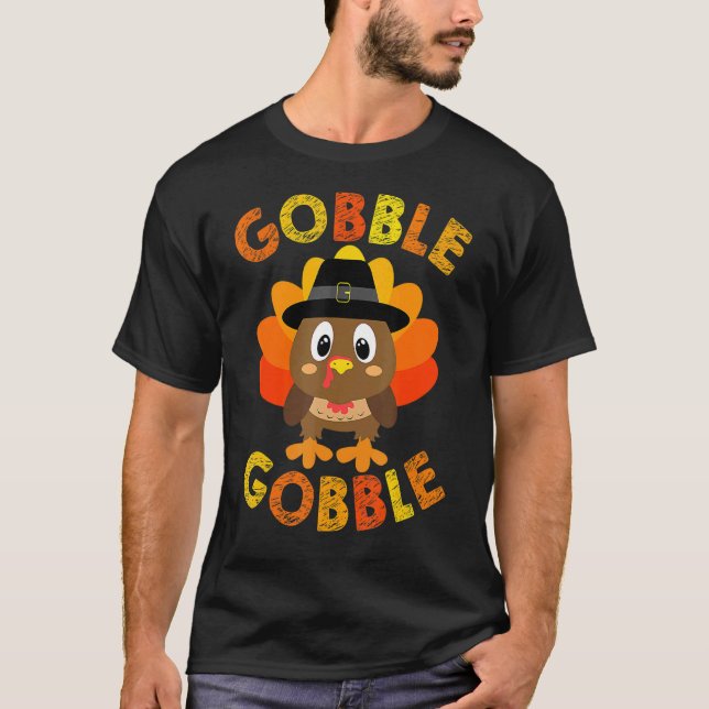 T-shirt Joli Gobble Gobble Turquie Pèlerin petits garçons  (Devant)