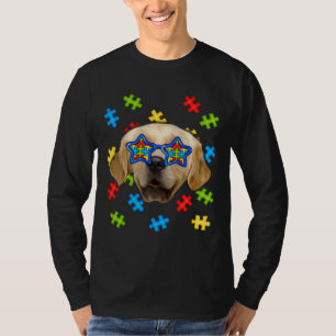 T-shirt Joli Golden Retriever Autism Puzzle lunettes de so