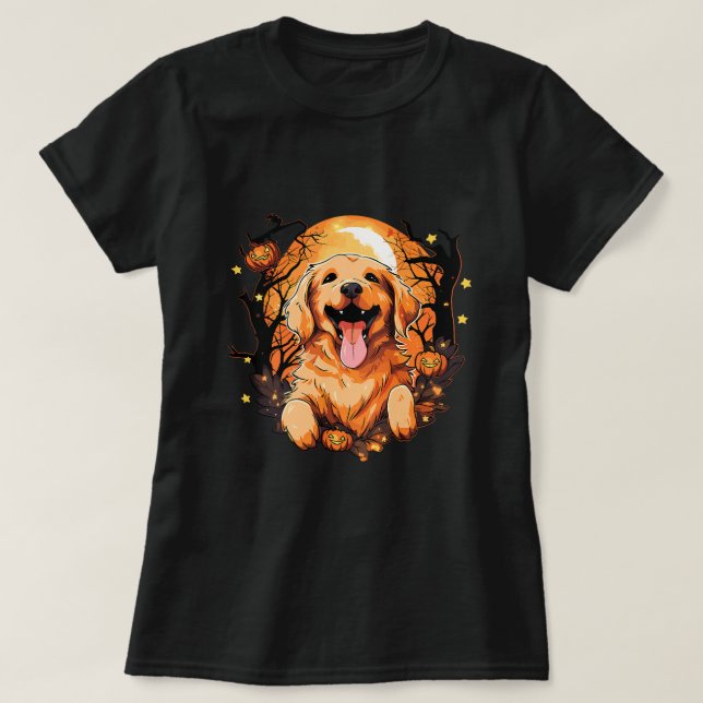 T-shirt Joli Golden Retriever Chien Halloween Citrouilles  (Design devant)