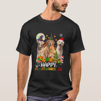T-shirt Joli Golden Retriever Hallothanksmas Hallowe