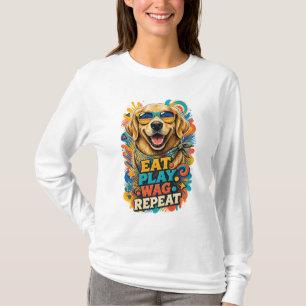 T-shirt Joli Golden Retriever Manger Jouer Remuer Répéter