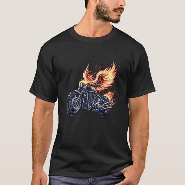 T-shirt Joli Graphique de Moto Oiseau Phoenix (Devant)