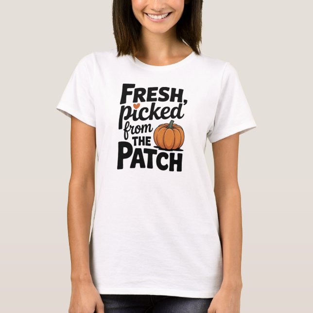 T-shirt Joli Graphisme de Champ de Citrouilles (Devant)