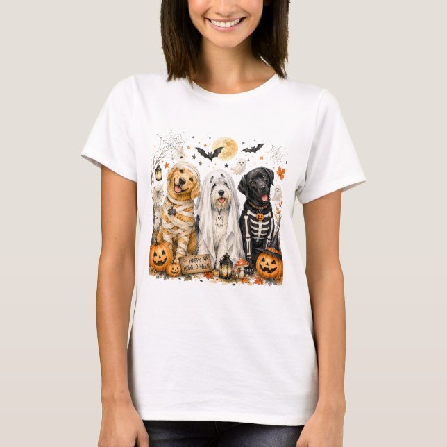 T-shirt Joli Graphisme de Chiot Halloween (Devant)