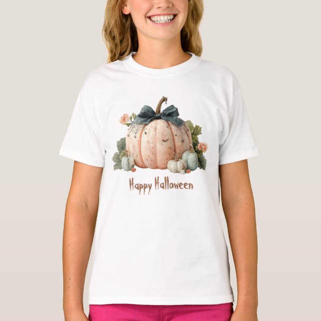 T-shirt Joli Halloween du Citrouille du mignon Pastel (Devant)
