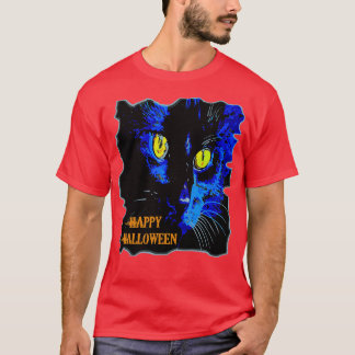 T-shirt Joli Halloween Lune lumière noir vectoriel de chat