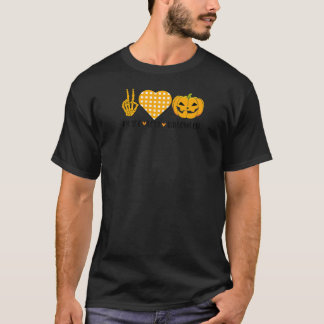 T-shirt Joli Halloween Paix Amour et Gnome Automne Filles 