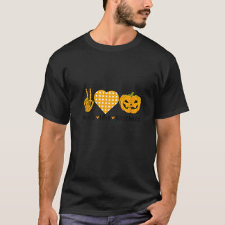 T-shirt Joli Halloween Paix Amour et Gnome Automne Filles 