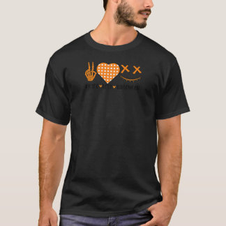 T-shirt Joli Halloween Paix Amour et Gnome Automne Filles 