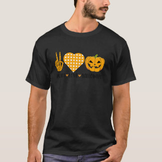 T-shirt Joli Halloween Paix Amour et Gnome Automne Filles 