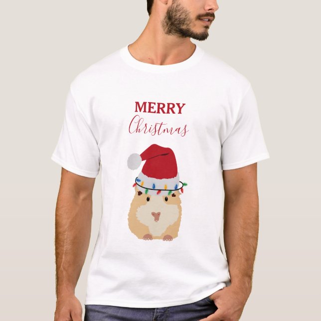 T-shirt Joli Hamster de Noël Funny Animal Santa Hat (Devant)