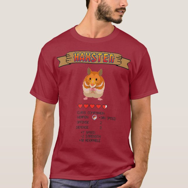 T-shirt Joli Hamster Gerbil Retro 8 bits Pixel jeu vidéo (Devant)