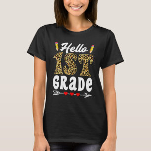 T-shirt Joli Hello 1ère année léopard rentrée scolaire pre