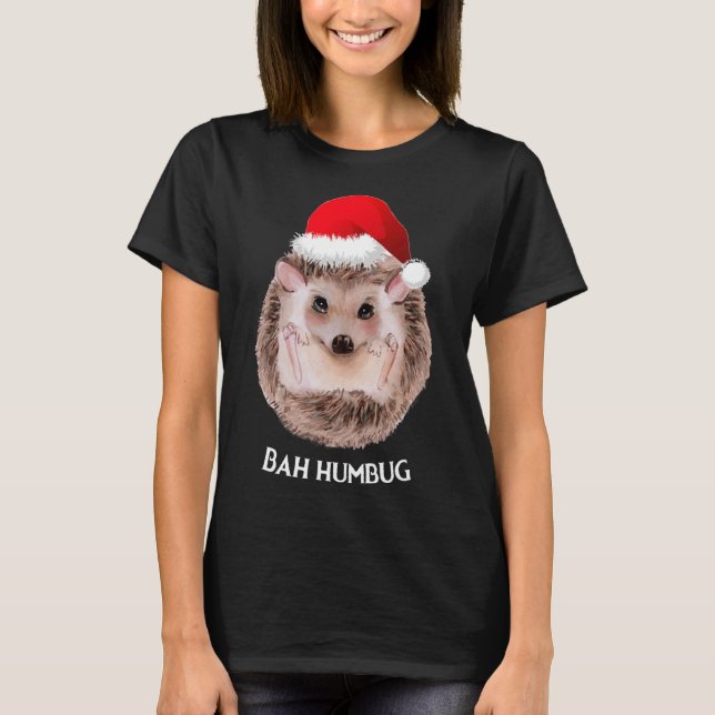 T-shirt Joli Hérisson Noël Santa Hat Bah Humbug (Devant)