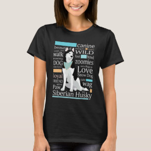 T-shirt Joli Husky Sibérien Noir Et Blanc