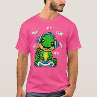 T-shirt Joli Joueur Vidéo Reptile Chameleon Lover