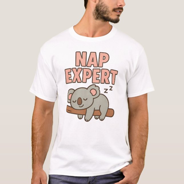 T-shirt Joli koala endormi « Expert de la sieste » (Devant)