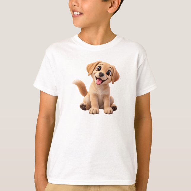 T-shirt Joli Labrador – Joyeux chiot Labrador doré (Devant)