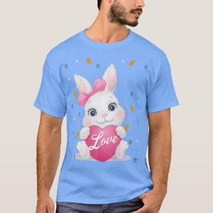 T-shirt Joli Lapin Coloré Face Tie Dye Rouge Coeur Fleur