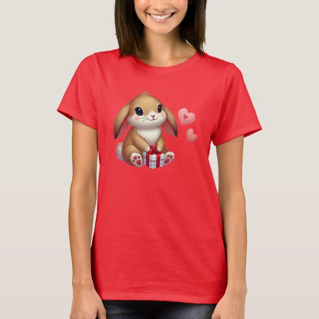 T-shirt Joli lapin de la Saint-Valentin  (Devant)