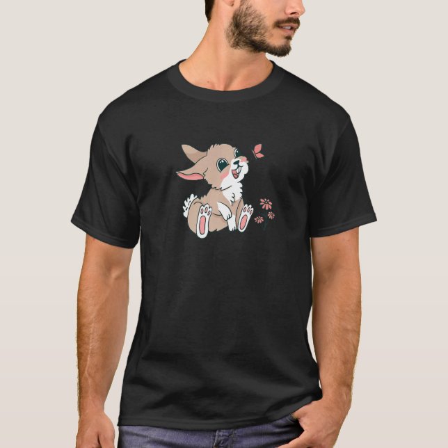 T-shirt Joli Lapin De Pâques Au Printemps (Devant)