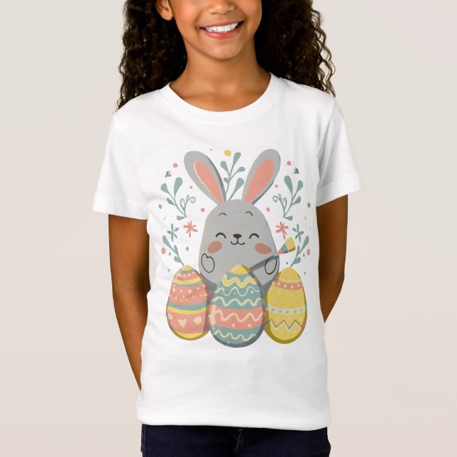 T-Shirt Joli lapin de Pâques filles lapin enfants Pâques (Devant)