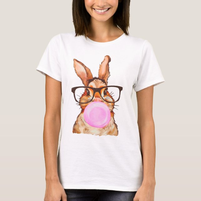 T-shirt Joli lapin de Pâques imprimé graphique blanc (Devant)