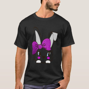 T-shirt Joli lapin face à bracelet violet Fête de Pâques J