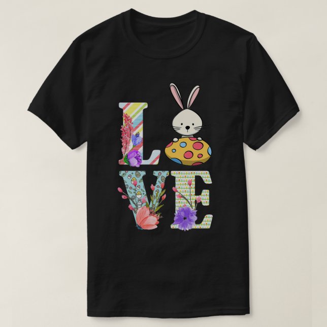 T-shirt Joli Lapin Lapin Amoureux Jour de Pâques Cadeaux H (Design devant)